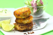 Chilli Salmon Patties with Lime Dressing